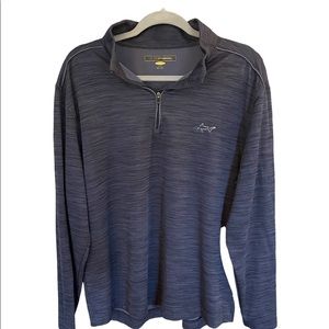 Greg Norman, Golf 1/4 zip men’s pullover, size XL. Navy blue heather design.